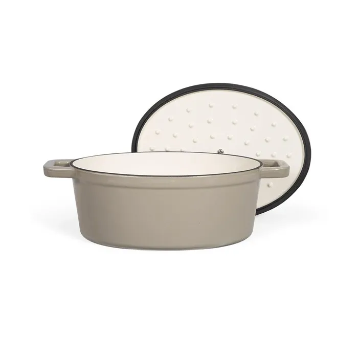 Livoo Cocotte ovale en fonte émaillée MEP129G 4,5 L, couvercle à picots, compatible tous feux dont induction - 29 x 22 cm Livoo Cocotte ovale en fonte émaillée MEP129G 4,5 L, couvercle à picots, compatible tous feux dont induction - 29 x 22 cm
