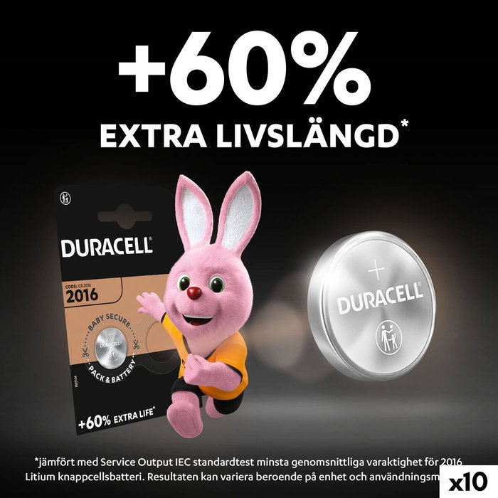 Pile bouton DURACELL DL2016 K2 3 V (10 Unités)