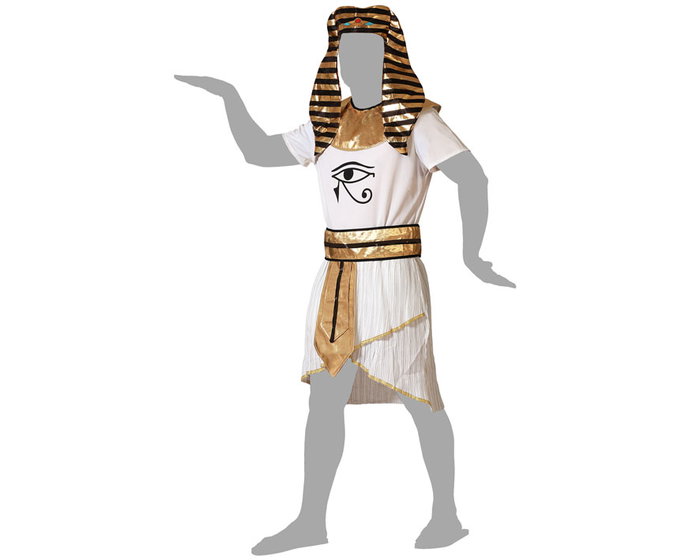 Déguisement Égyptien pour Homme Adulte - Costume Carnaval avec Couronne, Collier, Tunique et Ceinture - Taille XS/S - Polyester - Blanc Déguisement Égyptien pour Homme Adulte - Costume Carnaval avec Couronne, Collier, Tunique et Ceinture - Taille XS/S - Polyester - Blanc