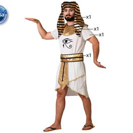 Déguisement Égyptien Homme Adulte Carnaval - Costume Complet avec Couronne, Collier, Tunique, Ceinture - Taille XS-S