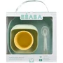 Beaba Pack Premier Repas Bébé - Coffret 4 pièces en silicone (Assiette, bol, verre, cuillère) - Jaune/Vert - Compatible micro-ondes et lave-vaisselle - Sans BPA, PVC, phtalates