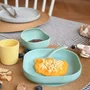 Beaba Pack Premier Repas Bébé - Coffret 4 pièces en silicone (Assiette, bol, verre, cuillère) - Jaune/Vert - Compatible micro-ondes et lave-vaisselle - Sans BPA, PVC, phtalates