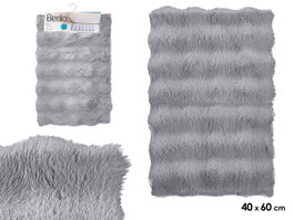 Berilo Tapis à Poils Relief 40x60 cm Gris Base Antidérapante en PET (Set de 12)