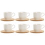 Jeu de 6 tasses avec plat Home ESPRIT Blanc Naturel Bambou Porcelaine 220 ml