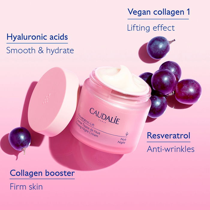 Caudalie RESVERATROL-LIFT Crème Tisane de Nuit Anti-Âge au Resvératrol et Collagène Vegan - 50 ml (260/018)