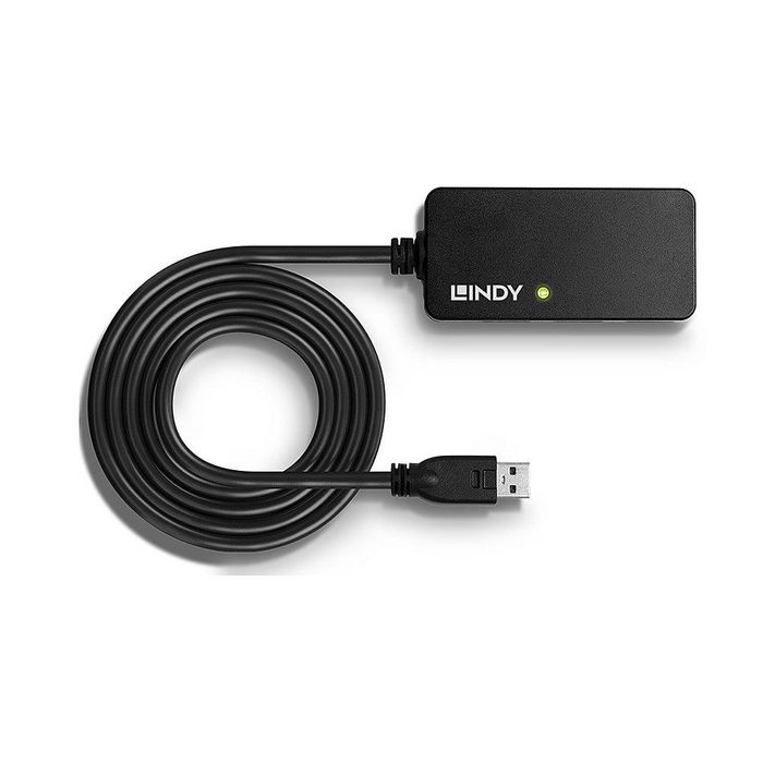 Lindy Rallonge Active avec Hub USB 3.0 Pro, 4 Ports, 10 mètres, Câble Actif pour Extension de Périphériques SuperSpeed 5 Gbit/s