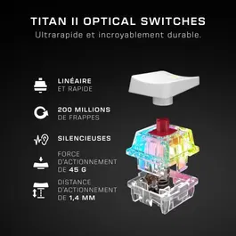 Turtle Beach Vulcan II Mini - Clavier gaming mécanique et optique filaire compact 65% avec interrupteurs TITAN II et éclairage RGB - Blanc