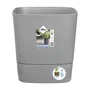 ELHO Pot de fleurs Greensense Aqua Care Carré 38 Ciment Clair - Avec réservoir d'eau, système arrosage intelligent - Intérieur/Extérieur - Ø 38 x H 38.9 cm