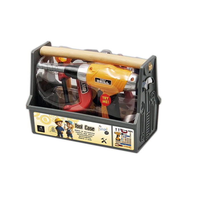 Tachan Coffret à Outils avec Poignée, 22 Pièces - Jeu de Construction Éducatif avec Tournevis, Marteau et Plus - Pour Enfants 3 Ans et Plus (Réf. 2074)