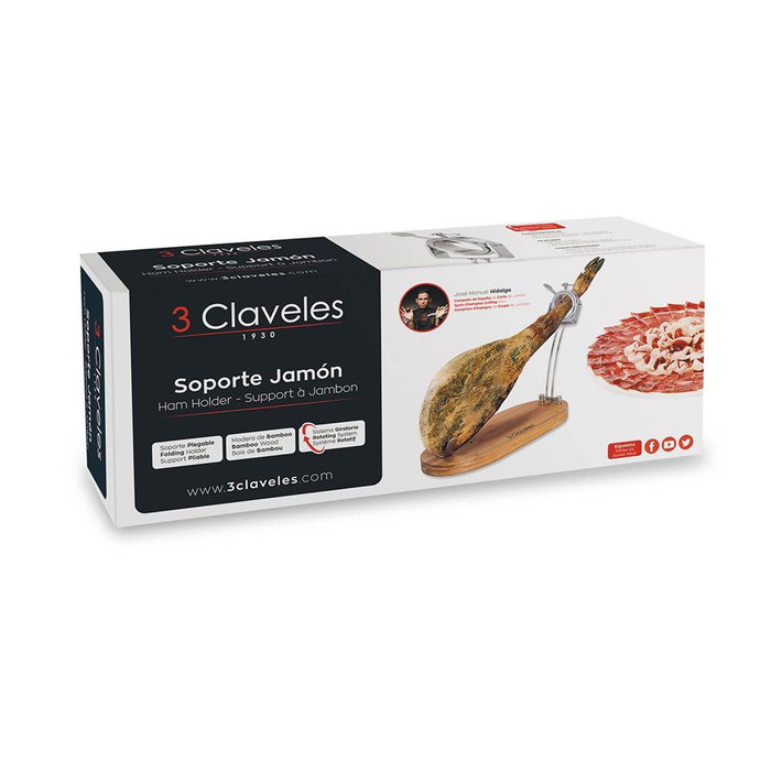 Jambonnier en Bois 3 Claveles Bambou 47 x 18,5 x 37 cm Pliable Jambonnier en Bois 3 Claveles Bambou 47 x 18,5 x 37 cm Pliable