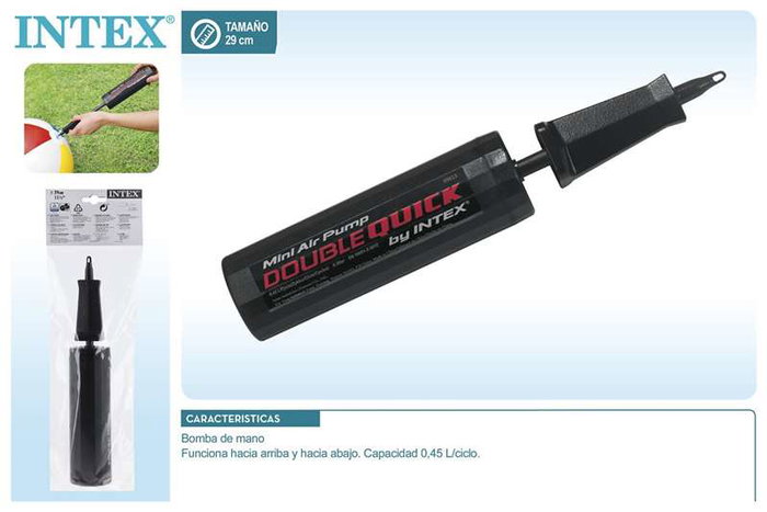 Intex - Pompe à air manuelle Double Quick 29 cm - Gonfleur pour piscine, bateau et jeux gonflables