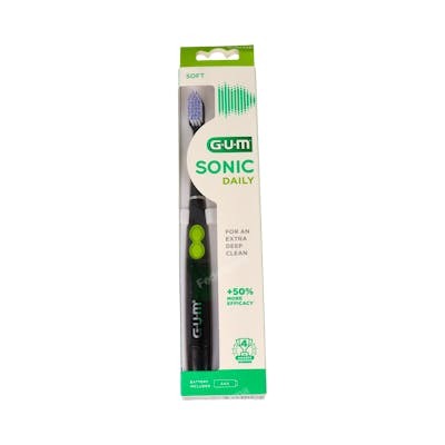 GUM Sonic Daily Brosse à Dents Électrique Noire avec Piles GUM Sonic Daily Brosse à Dents Électrique Noire avec Piles