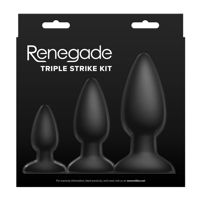 Plug Anal NS Novelties Renegade Noir 3 Pièces (7,6 cm) (10 cm) (5,7 cm)