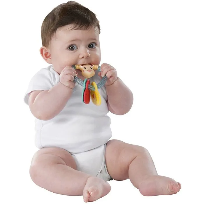 Sophie La Girafe - Hochet Cœur pour bébé - Billes colorées et médaillons sonores - Jouet d'éveil et de dentition