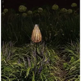 Garden Id Borne solaire décorative GARDEN ID Fougère - 16 x 46 cm - Éclairage LED vert 6-8h - Bouton on/off - Pile AAA rechargeable - Pour jardin et extérieur