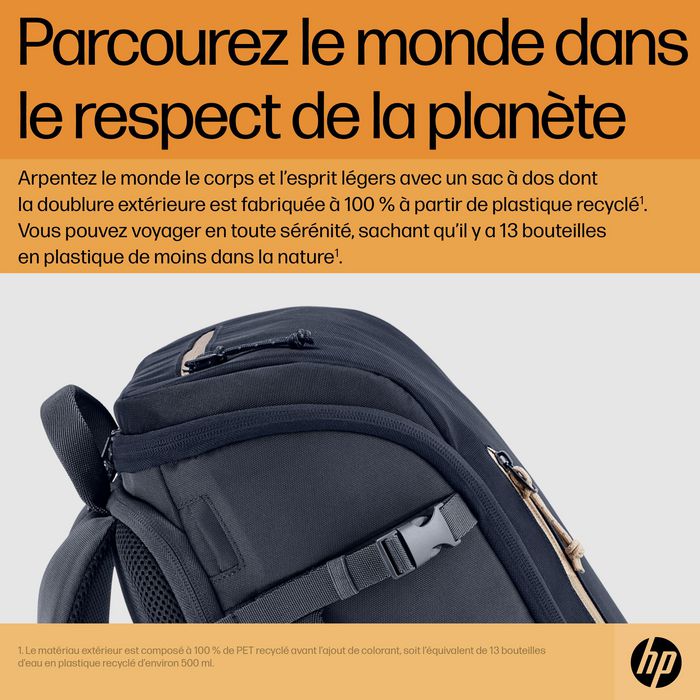 HP Sac à dos pour ordinateur portable Travel - 25 litres - Gris acier - Compatible 15.6 pouces
