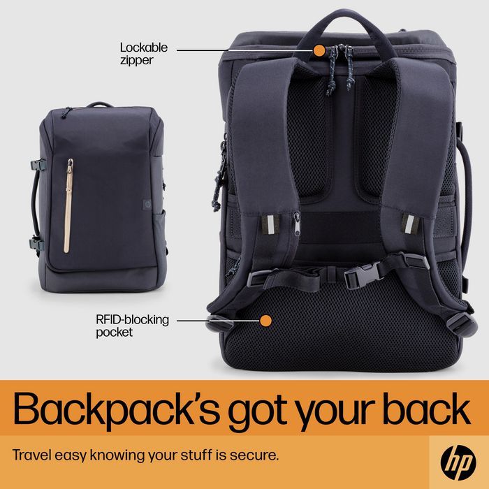 HP Sac à dos pour ordinateur portable Travel - 25 litres - Gris acier - Compatible 15.6 pouces
