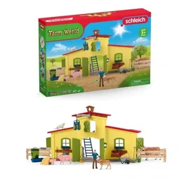 Schleich 42605 Coffret ferme éducative de 92 pièces avec figurines animaux (vache, cheval, cochon, taureau) et accessoires - Jouet miniature Farm World