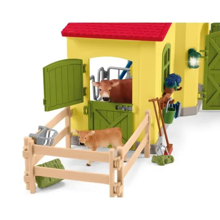 Schleich 42605 Coffret ferme éducative de 92 pièces avec figurines animaux (vache, cheval, cochon, taureau) et accessoires - Jouet miniature Farm World