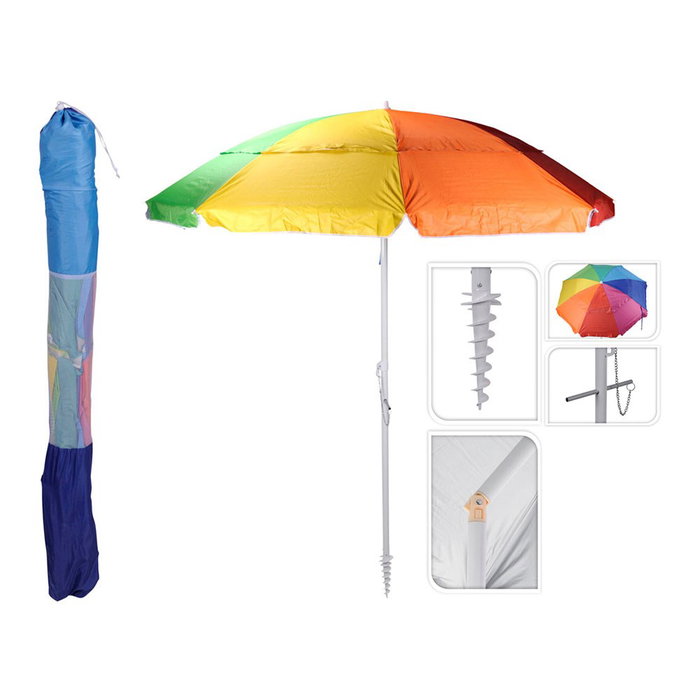 Probeach Parasol de plage arc-en-ciel Ø200 x 220 cm Probeach Parasol de plage arc-en-ciel Ø200 x 220 cm