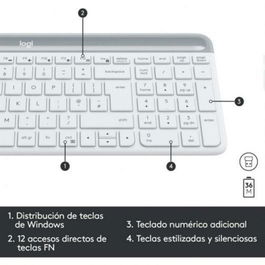 clavier et souris Logitech 920-009199 Blanc Espagnol Qwerty