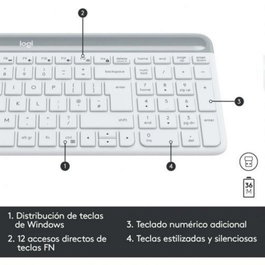 clavier et souris Logitech 920-009199 Blanc Espagnol Qwerty