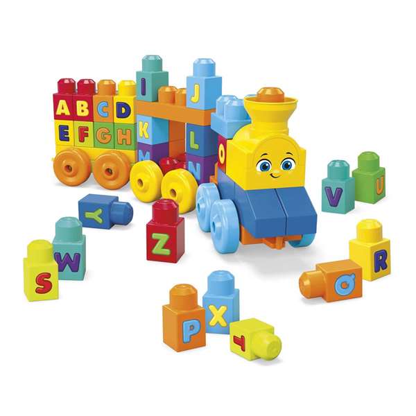 Fisher-Price - Train musical ABC avec sons - Jouet éducatif 50 pièces - 6 à 99 mois - Langue: espagnol/portugais - Fonctionne avec piles AAA incluses