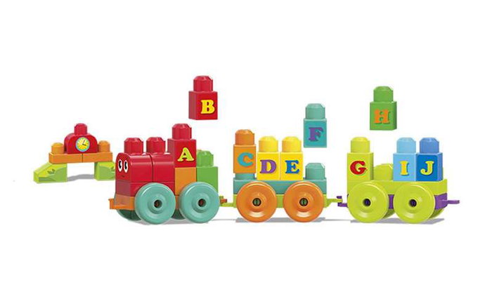 Fisher-Price - Train musical ABC avec sons - Jouet éducatif 50 pièces - 6 à 99 mois - Langue: espagnol/portugais - Fonctionne avec piles AAA incluses