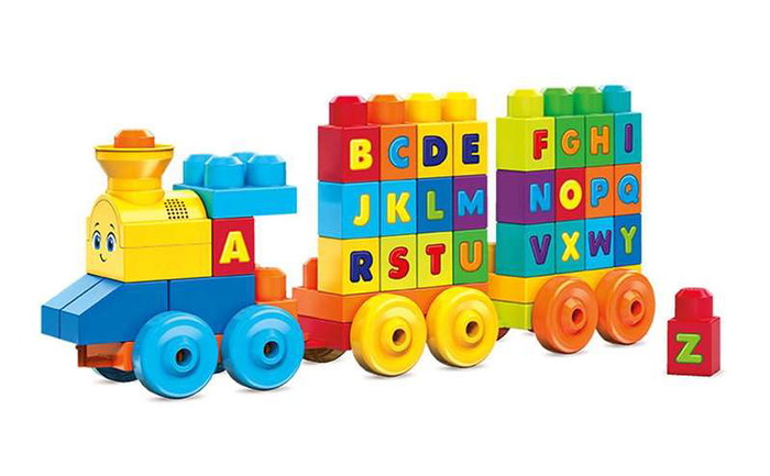 Fisher-Price - Train musical ABC avec sons - Jouet éducatif 50 pièces - 6 à 99 mois - Langue: espagnol/portugais - Fonctionne avec piles AAA incluses
