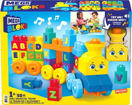 Fisher-Price - Train musical ABC avec sons - Jouet éducatif 50 pièces - 6 à 99 mois - Langue: espagnol/portugais - Fonctionne avec piles AAA incluses
