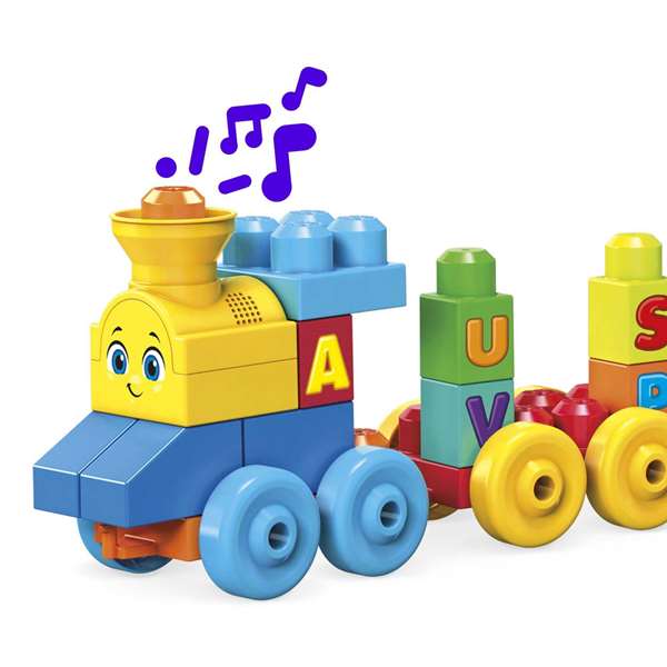 Fisher-Price - Train musical ABC avec sons - Jouet éducatif 50 pièces - 6 à 99 mois - Langue: espagnol/portugais - Fonctionne avec piles AAA incluses