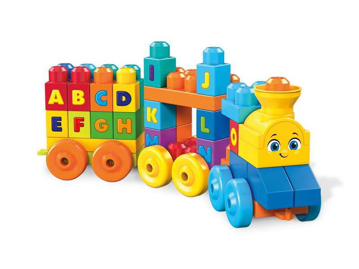 Fisher-Price - Train musical ABC avec sons - Jouet éducatif 50 pièces - 6 à 99 mois - Langue: espagnol/portugais - Fonctionne avec piles AAA incluses