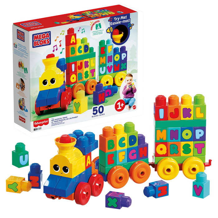 Mega Bloks - Le Train de l'Alphabet Musical - 50 pièces Mega Bloks - Le Train de l'Alphabet Musical - 50 pièces