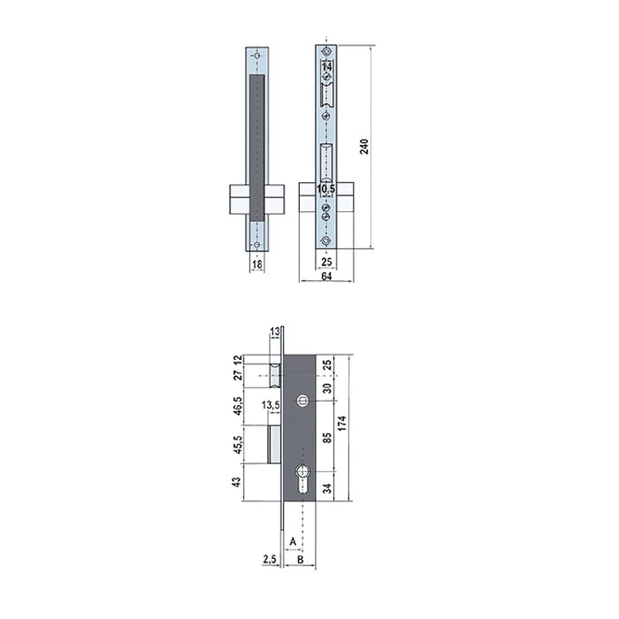 LINCE Serrure 5530-20 avec têtière inoxydable