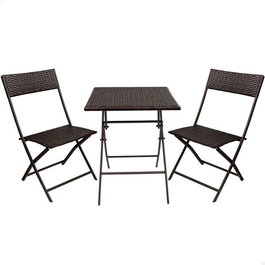 Color Baby aktive - Ensemble table carrée pliable (60x72 cm) et 2 chaises en rotin (44x83,5 cm) pour enfant, acier et rotin