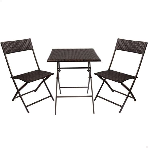 Color Baby aktive - Ensemble table carrée pliable (60x72 cm) et 2 chaises en rotin (44x83,5 cm) pour enfant, acier et rotin Color Baby aktive - Ensemble table carrée pliable (60x72 cm) et 2 chaises en rotin (44x83,5 cm) pour enfant, acier et rotin