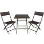 Color Baby aktive - Ensemble table carrée pliable (60x72 cm) et 2 chaises en rotin (44x83,5 cm) pour enfant, acier et rotin