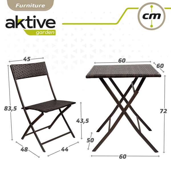 Color Baby aktive - Ensemble table carrée pliable (60x72 cm) et 2 chaises en rotin (44x83,5 cm) pour enfant, acier et rotin Color Baby aktive - Ensemble table carrée pliable (60x72 cm) et 2 chaises en rotin (44x83,5 cm) pour enfant, acier et rotin