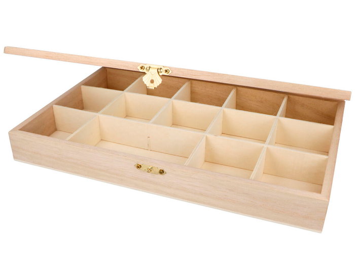 Innspiro Vitrine expositor en bois de balsa 30x19x4cm, 14 compartiments