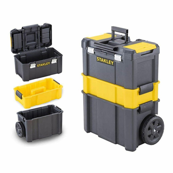 STANLEY STST1-80151 Atelier Mobile pour Outils 3 en 1, Capacité 20 kg, Noir/Jaune