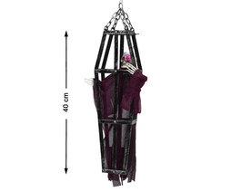 Figura Squelette En Cage pour Décoration Halloween 40x13 cm - Figure Macabre et Réaliste pour Fête Horreur