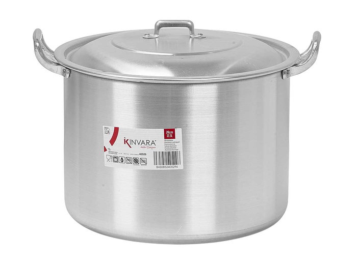 KINVARA Olla en aluminium de 28 cm, 12,5 L, Plata, lot de 2 KINVARA Olla en aluminium de 28 cm, 12,5 L, Plata, lot de 2