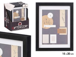 Giftdecor Porte-photo mural en bois MDF et verre 15x20 cm avec passe-partout noir (Set de 12)