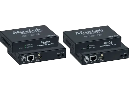 MUXLAB Kit HDBaseT Emetteur-Récepteur HDMI IR 4K avec Alimentation PoE, Transmission 70m 1080p / 40m 4K