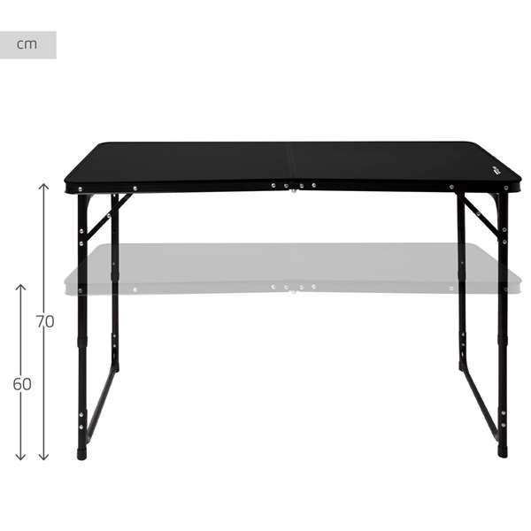 Color Baby Table de Camping Aluminium Pliante 120 x 60 cm Hauteur Ajustable 60-70 cm