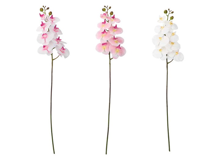 IBERGARDEN Branche d'Orchidée Artificielle 105 cm, Lot de 24, Assortiment Blanc, Rose et Vert
