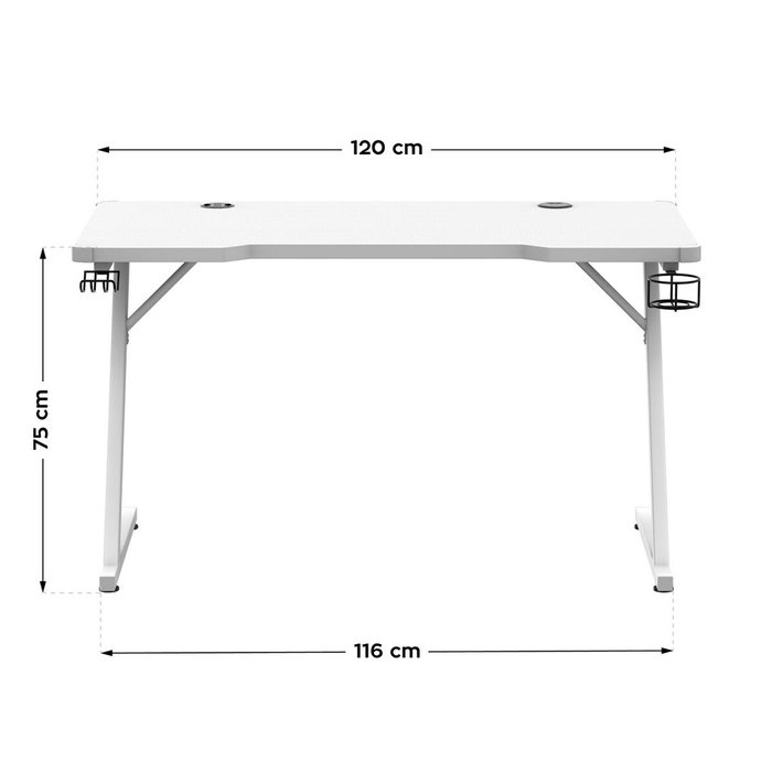 Bureau Gaming Huzaro HZ-Hero 2.5 White RGB Blanc 120 x 75 x 60 cm