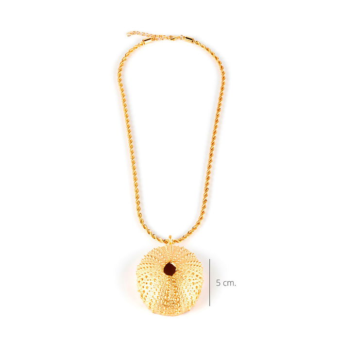 Shabama Collier TRENC TOP Or Brillant Femme Pendentif Oursin Chaîne Vinculum 45 cm + 5 cm Ajustable