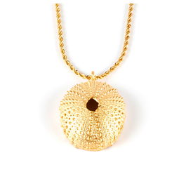 Shabama Collier TRENC TOP Or Brillant Femme Pendentif Oursin Chaîne Vinculum 45 cm + 5 cm Ajustable