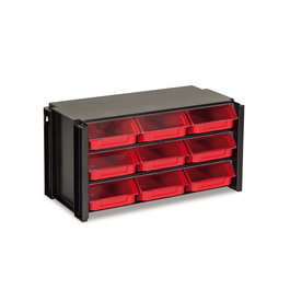 TAYG - Classeur de bureau empilable 9 tiroirs gris 36 x 17 x 19 cm - Réf. 309007